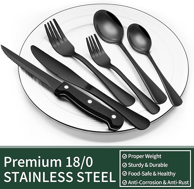 Professional Serrated Steak Knife Set – Razor Sharp Blades with Ergonomic Handles for Effortless Cutting